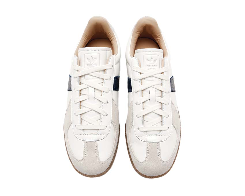 Adidas BW Army Core White détail — broderie et surpiqûres cuir artisanal