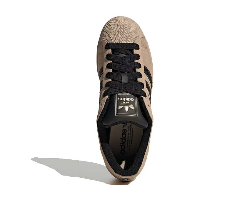 Adidas Superstar II Stone Khaki — Rückansicht drei Streifen