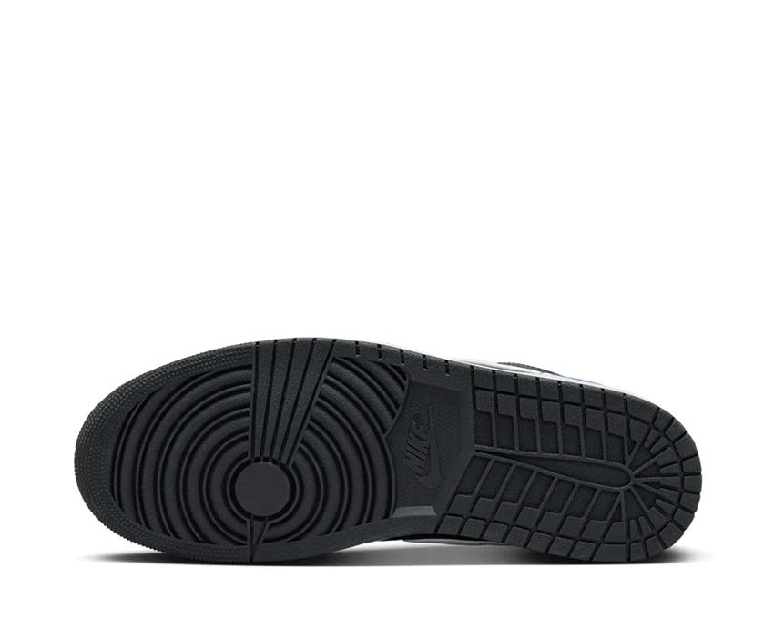 Jordan Air Jordan 1 Low Black White Game Royal detalle — upper cuero bicolor