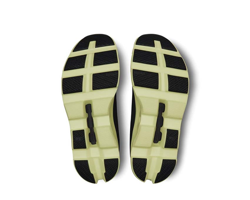 On Cloudmonster Black/Acacia Rückansicht — CloudTec Dämpfung Herren-Laufschuh
