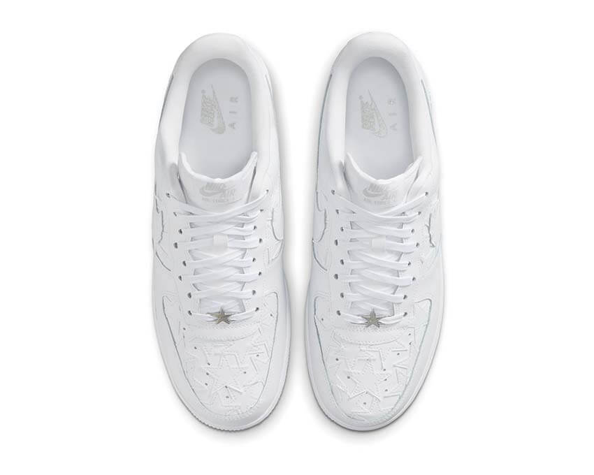 Nike Force 1 '07 Edge blanc — sneakers cuir étoiles deubré argenté