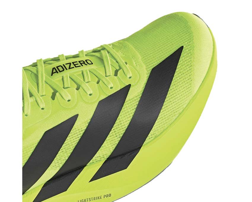 Adidas Adizero Evo SL Lucid Lemon vue latérale — mesh ultra-fin