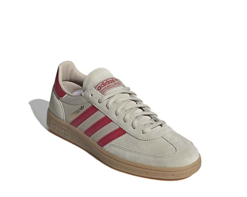 Adidas Handball Spezial Putty Grey vista laterale — 3 strisce scamosciato profilo basso vintage