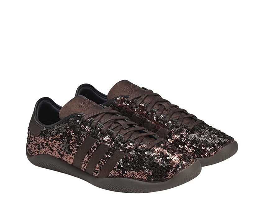 Adidas Karintha x Wales Bonner Sequin Dark Brown Seitenansicht — braunes Pailletten-Obermaterial