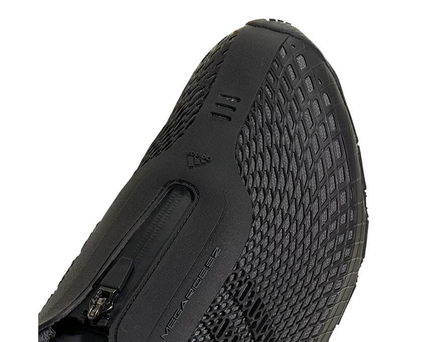 Adidas Megaride S2 Grey Five vista laterale — stack ammortizzazione spesso grigio neutro