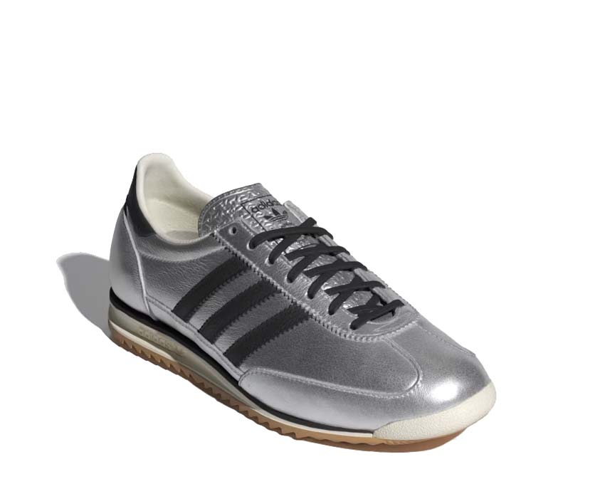 Adidas SL 72 OG Silver Metallic Core Black vista laterale — profilo metallico e mesh