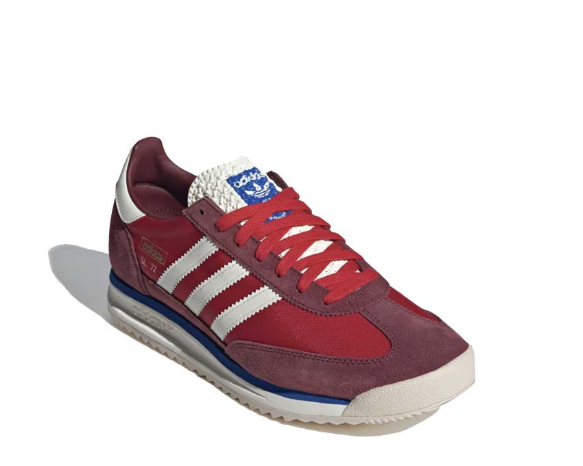 Adidas SL 72 RS Shadow Red Off White vista lateral — perfil cuero y ante