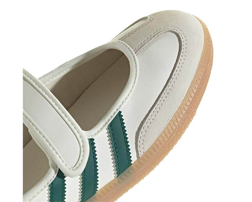 Adidas Samba Jane W Chalk White vue latérale — tige cuir blanc et daim naturel
