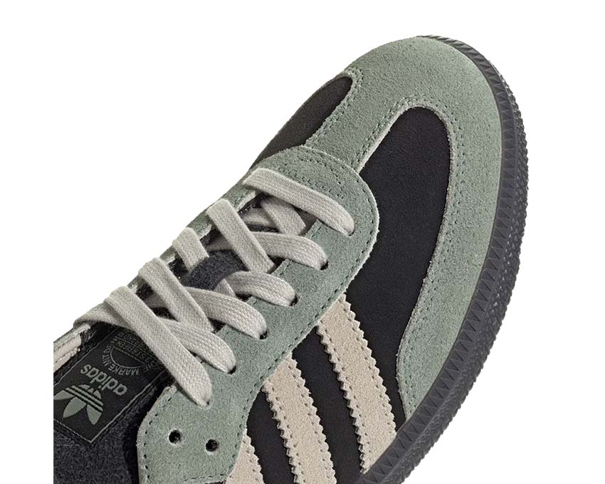Adidas Samba OG Silver Green vue latérale — bandes suède silver green