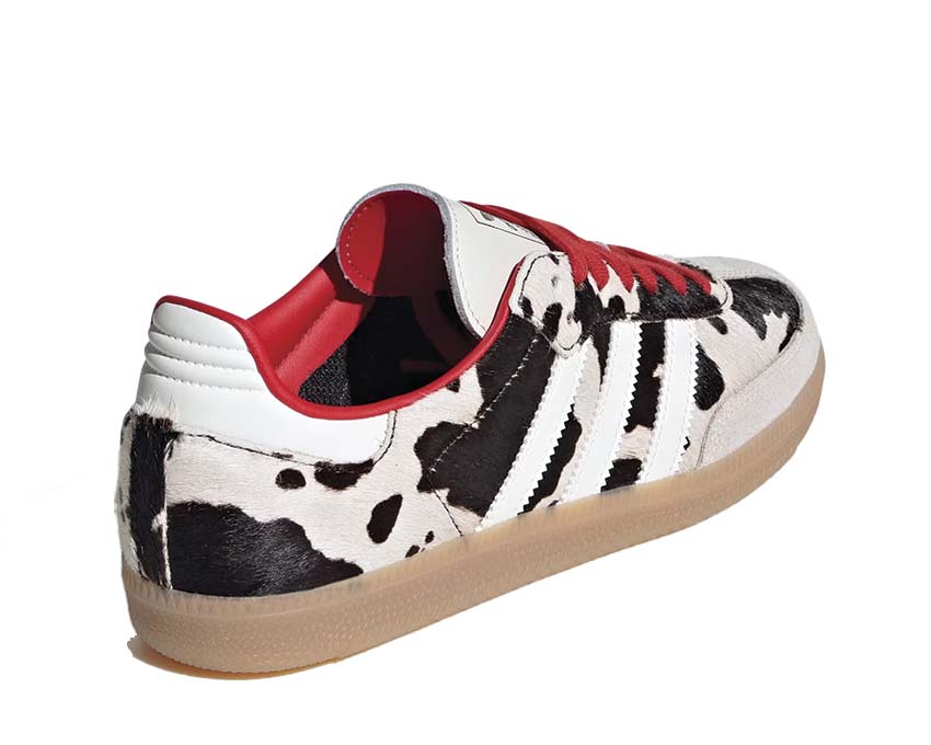 Adidas Samba OG W Cow Cloud White detail — leather upper animal print
