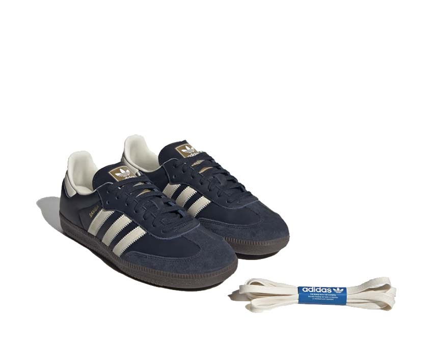 Adidas Samba OG Night Navy sole — natural beige gum outsole