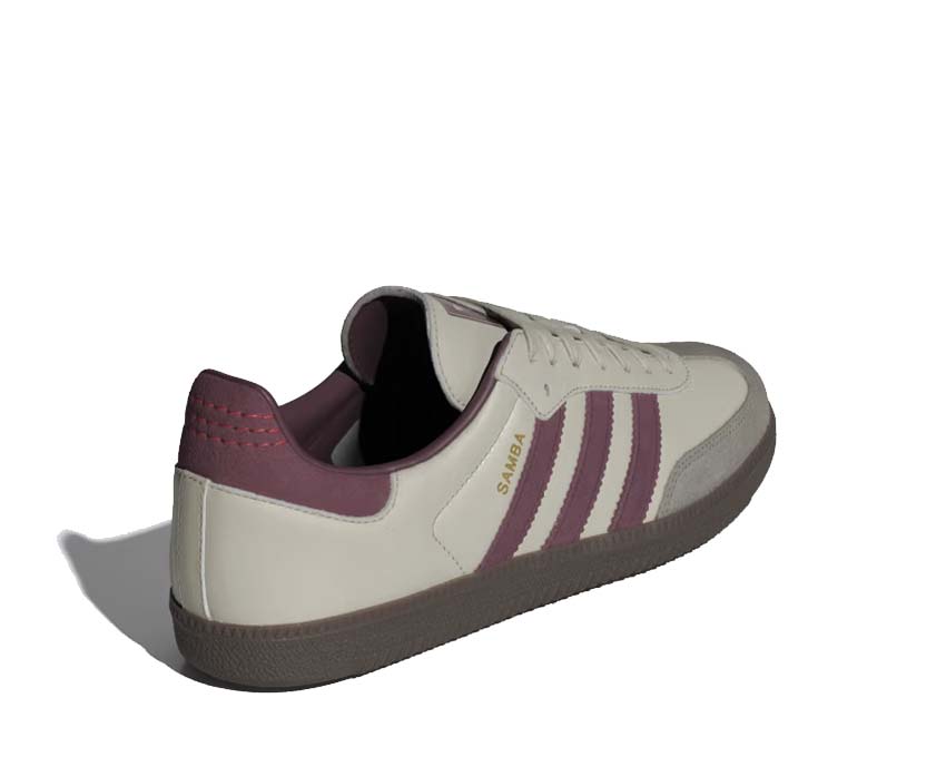 Adidas Samba OG Putty Grey Maroon sole — flat gum sole vintage football