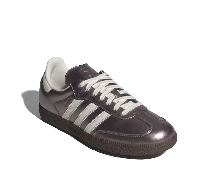 Adidas Samba OG W Metallic Purple vista lateral — cuero y ante en contraste