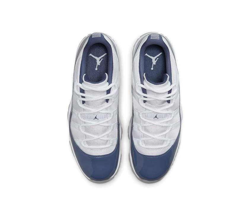 Jordan Air Jordan 11 Retro Low Diffused Blue détail — cuir verni bleu Jordan 11