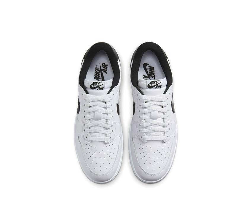 Jordan Air Jordan 1 Low '85 Metallic Black White Black Neutral Grey detalle — caña cuero vintage