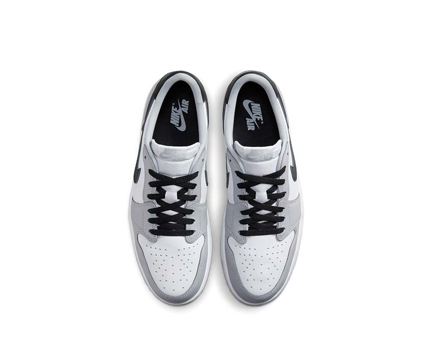 Jordan Air Jordan 1 Low OG Wolf Grey detalle — parte superior cuero gris lobo