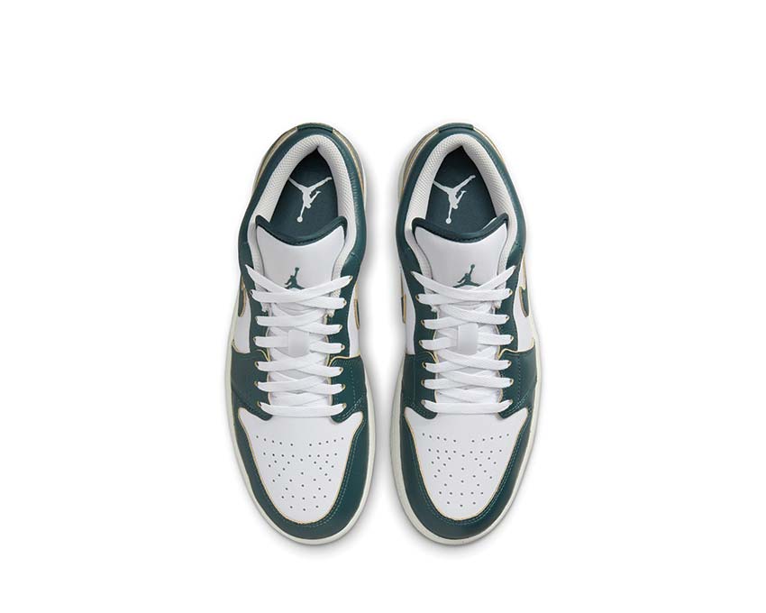 Jordan Air Jordan 1 Low SE Oxidized Green White detalle — tige cuero verde oxidado SE