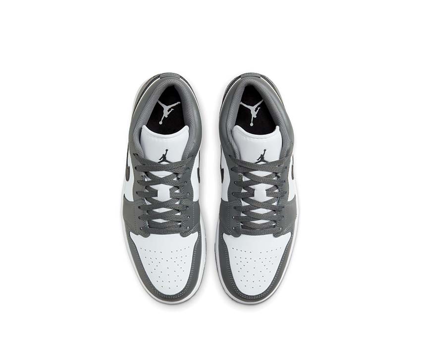 Jordan Air Jordan 1 Low Iron Grey White Black Iron Grey detalle — upper cuero gris