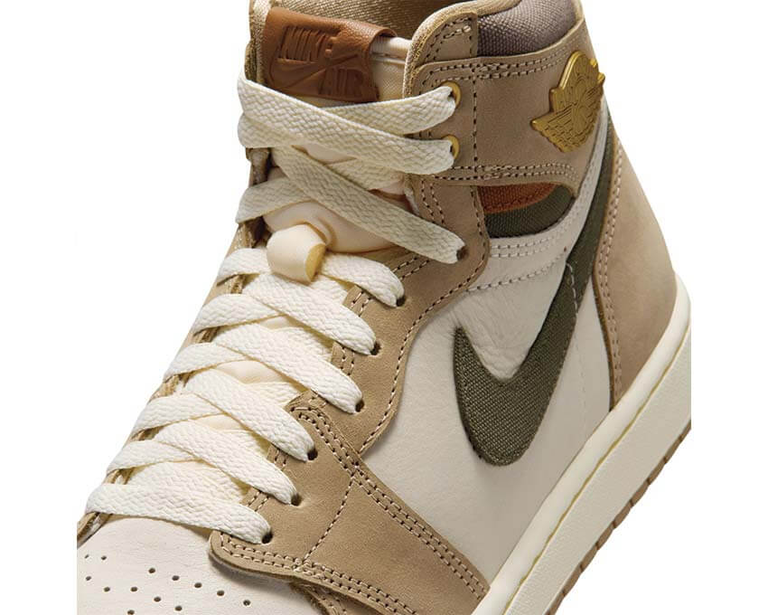 Air Jordan 1 Retro High OG W Khaki — vue latérale cuir khaki beige femme Jordan