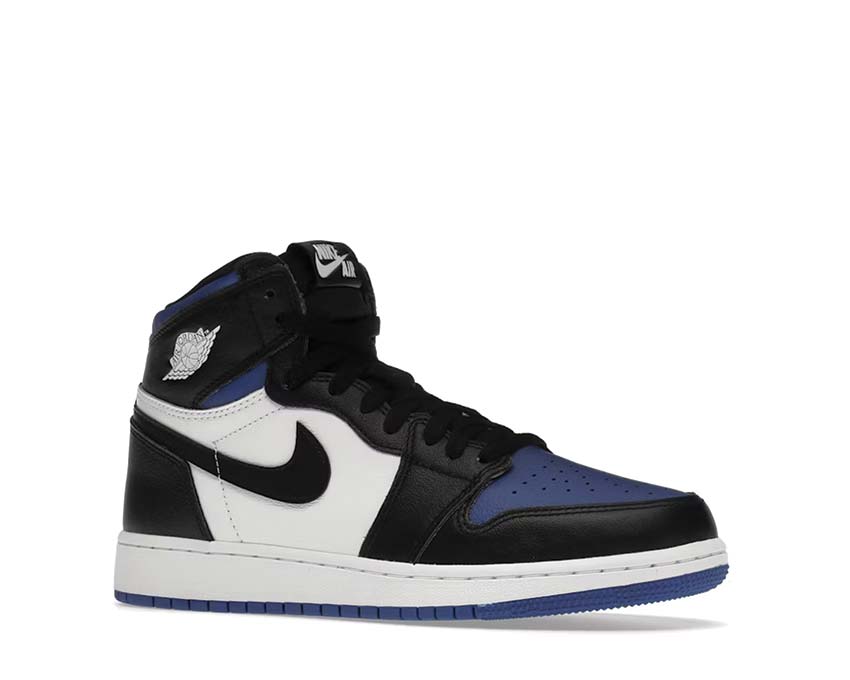 Jordan Air Jordan 1 Retro High OG GS Game Royal Black White Game Royal vista lateral — cuero azul blanco