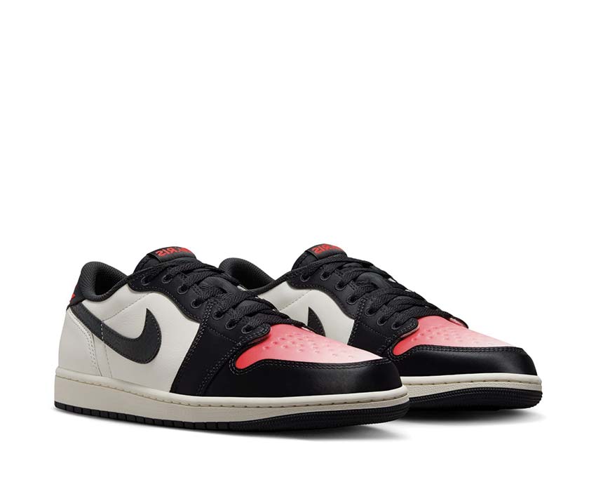 Jordan Air Jordan 1 Retro Low PSG Sail Off Noir Infrared Pink Oxford Seitenansicht — Premium Leder