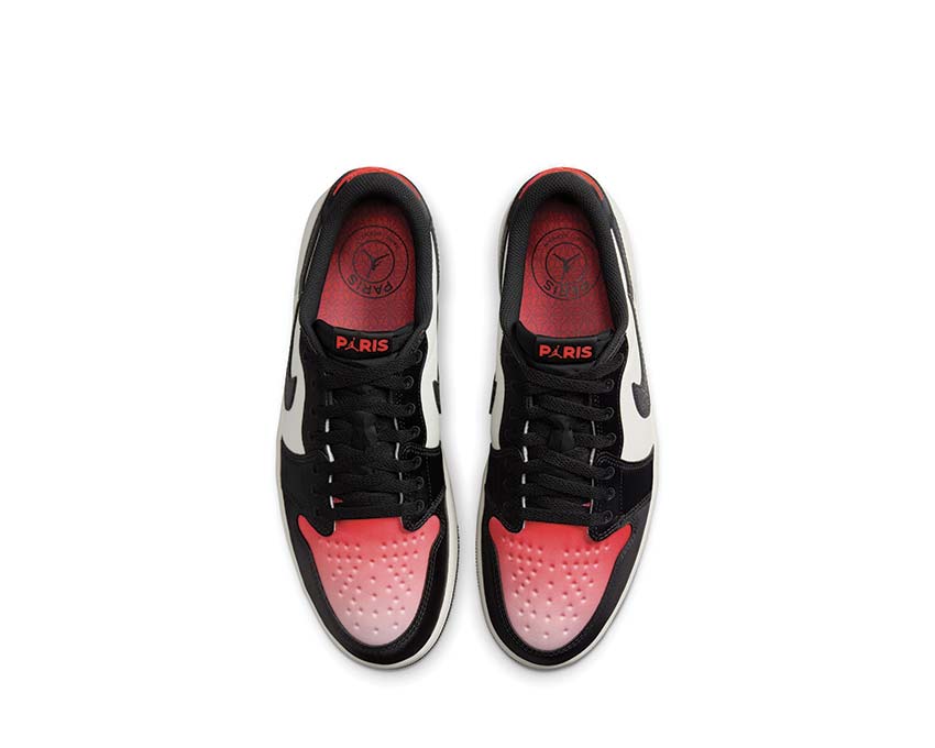 Jordan Air Jordan 1 Retro Low PSG Sail Off Noir Infrared Pink Oxford Detail — PSG Stickerei