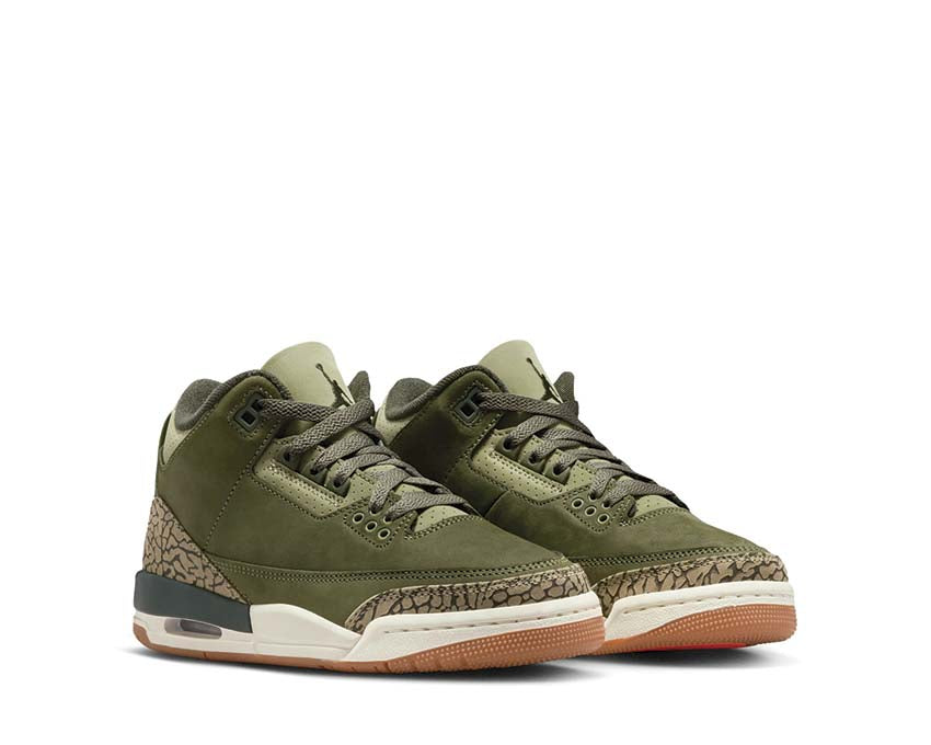 Air Jordan 3 Retro GS Sequoia vert kaki — détail semelle Air visible Jordan 3 GS OG