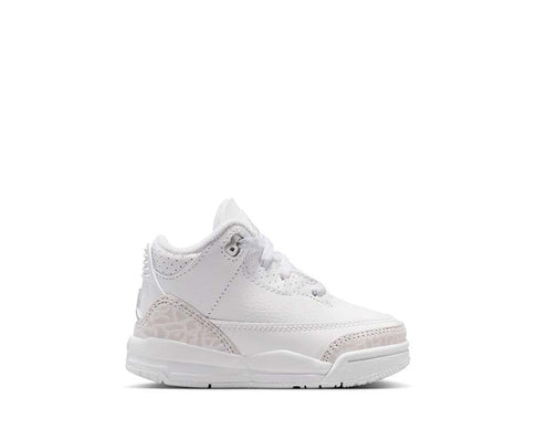 Air Jordan 3 Retro TD Pure Money — sneakers bébé blanc argent métallique premium