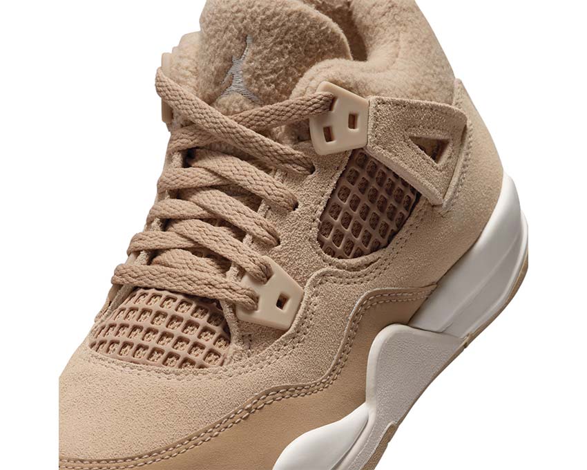 Air Jordan 4 Retro PS Cozy Beige vue latérale — tige mesh enfant Jordan 4