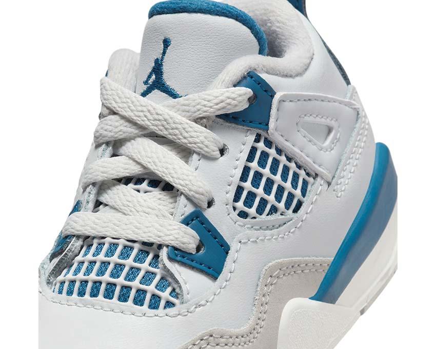 Air Jordan 4 Retro TD Industrial Blue Seitenansicht — Mesh-Obermaterial industrieblau Kinder