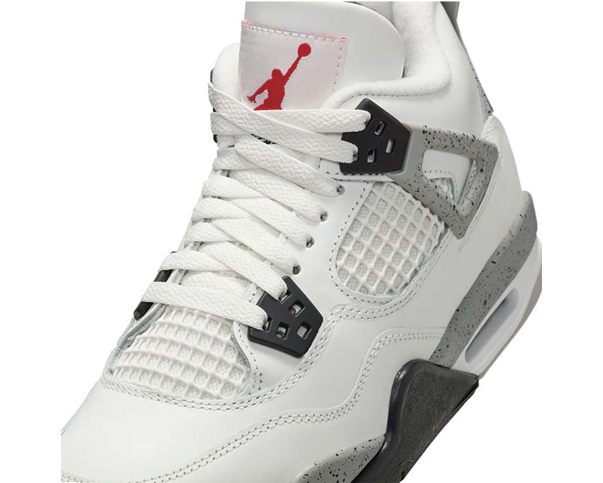 Air Jordan 4 Retro White Cement GS vue latérale — mesh blanc ciment rouge Jordan 4