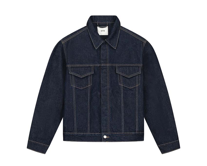 Arte Bird Back Jacket Dark Wash — Unisex-Jacke Denim gewaschen Vogel-Print Rücken