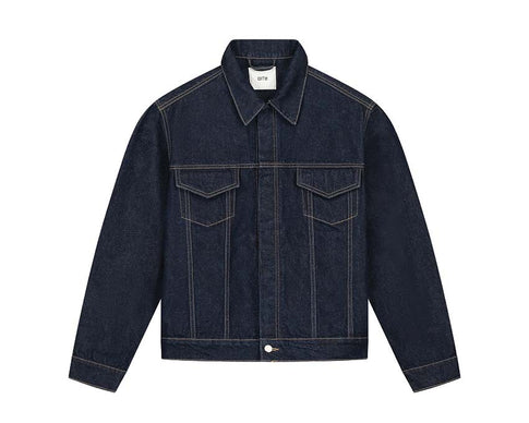 Arte Bird Back Jacket Dark Wash — Unisex-Jacke Denim gewaschen Vogel-Print Rücken