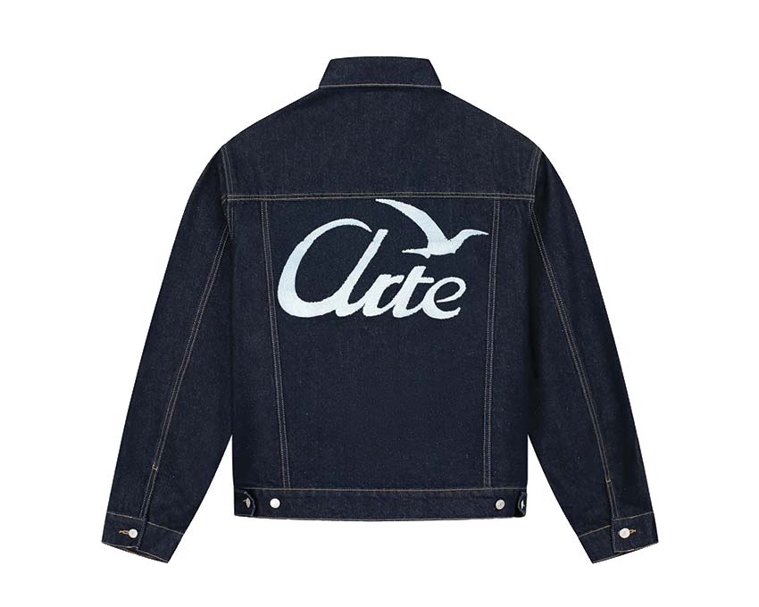 Arte Bird Back Jacket Dark Wash Seitenansicht — Schnitt Denim gewaschen