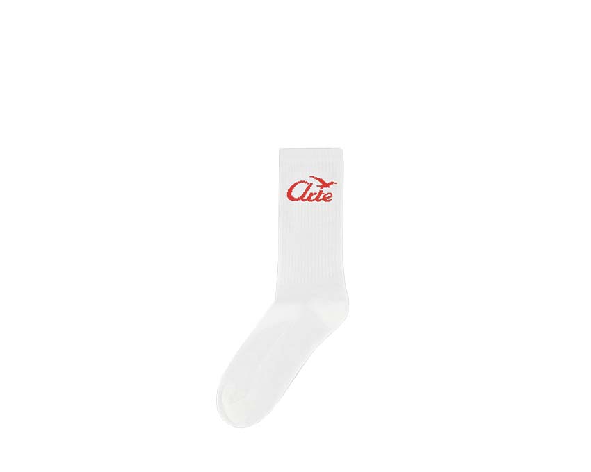 Arte Bird Logo Socks White — Unisex-Socken gesticktes Vogel-Logo