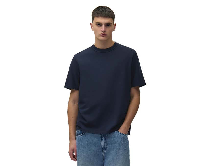Arte Blurry Back Print Navy side view — men's regular fit t-shirt