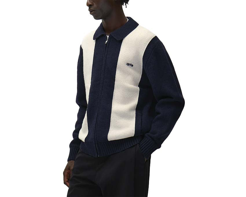 Arte Cardigan Blue side view — blue cardigan relaxed fit men's
