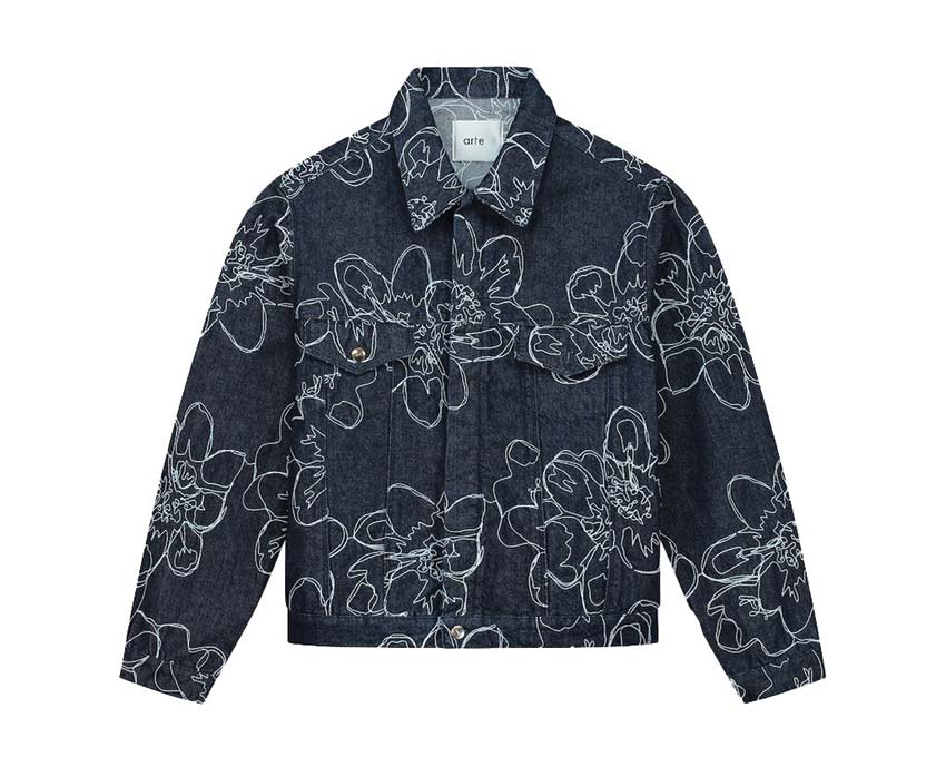 Arte Flower Stitch Denim Jacket Navy AW24-064J