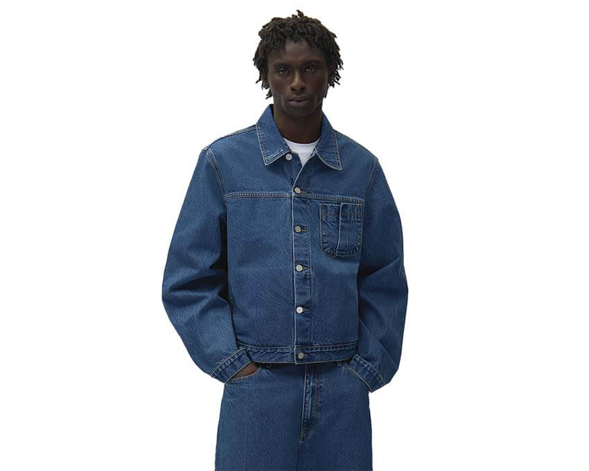 Arte Fold Pocket Denim Jacket vue latérale — veste homme denim coupe droite