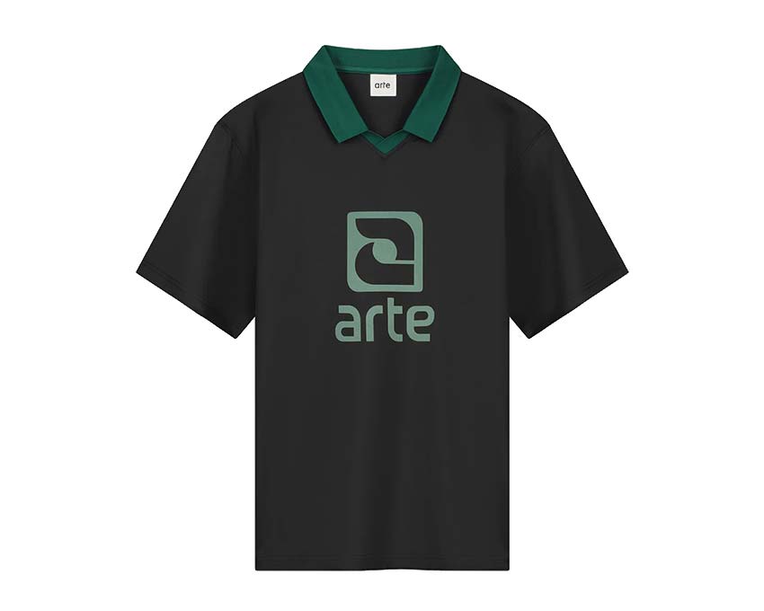Arte Logo Collar T-shirt Black Green — camiseta hombre cuello logo bicolor