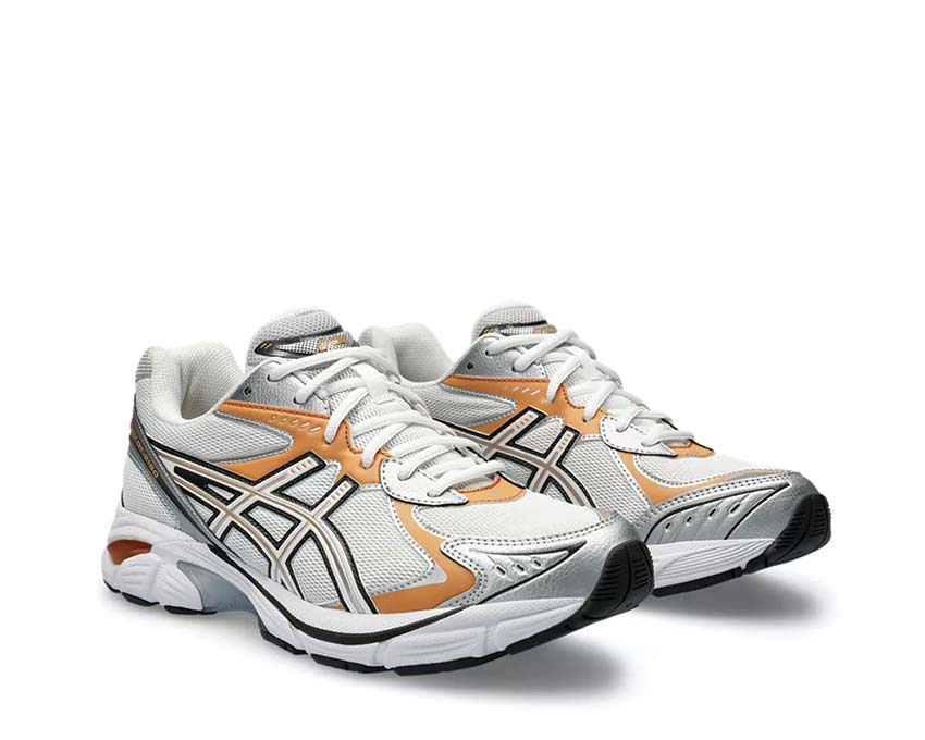 Asics GT-2160 White/Orange Lily vue latérale — tige mesh et suède rétro