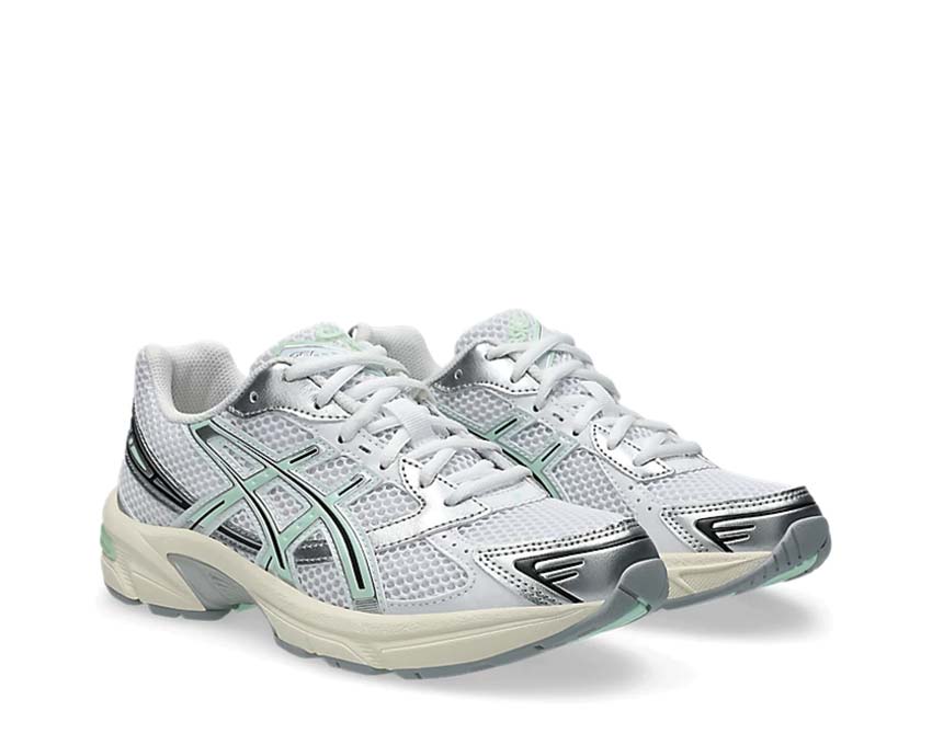 Asics Gel 1130 Mint Tint White/Mint Tint vista laterale — tomaia mesh e overlay retro