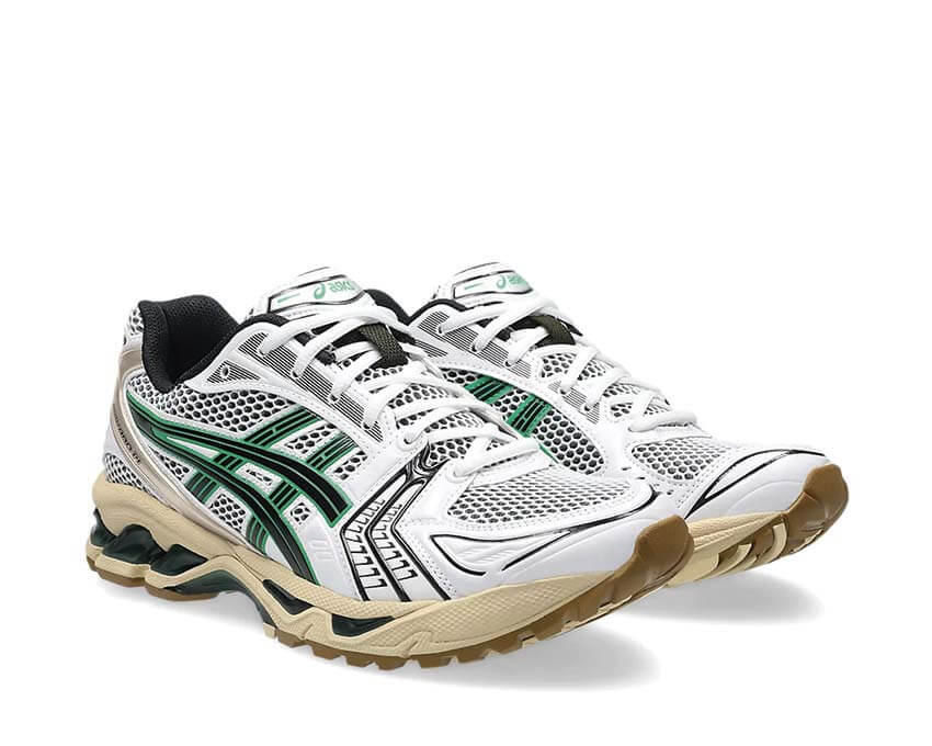 Asics Gel Kayano 14 Hinoki Beige vue latérale — tige mesh vintage