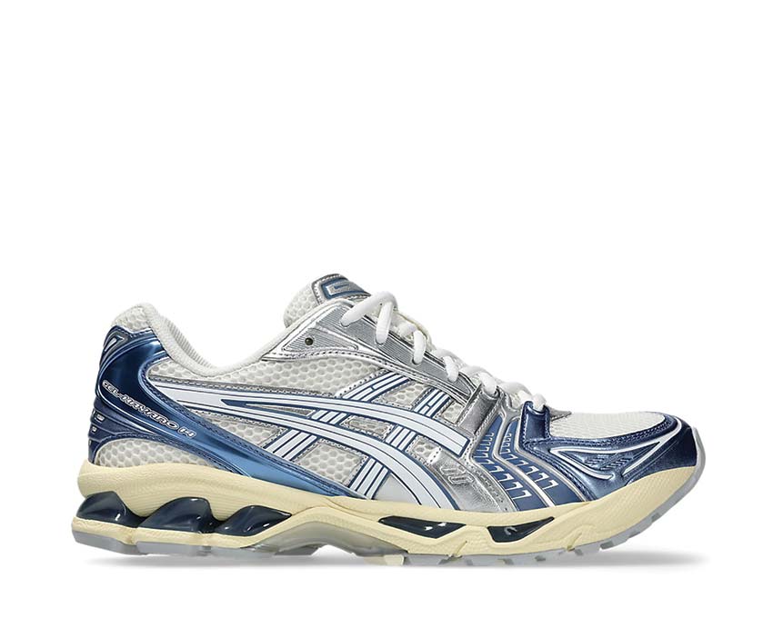Asics Gel Kayano 14 Cream/Denim Blue — zapatilla running hombre amortiguación Gel delantera/trasera