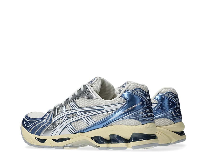Asics Gel Kayano 14 Cream/Denim Blue suela — amortiguación Gel delantera y trasera