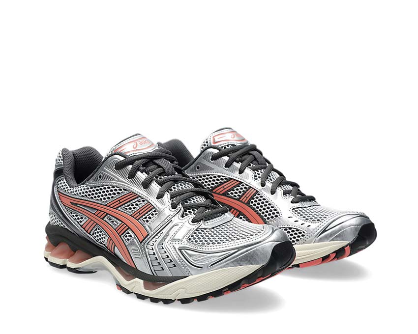 Asics Gel Kayano 14 Papaya White/Papaya side view — breathable mesh upper