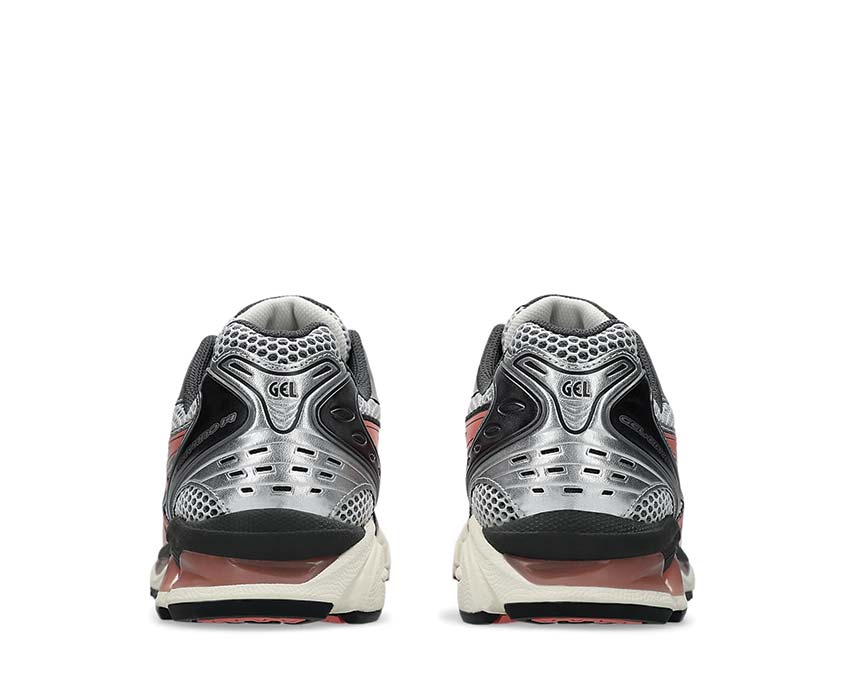 Asics Gel Kayano 14 Papaya White/Papaya detail — synthetic leather and mesh