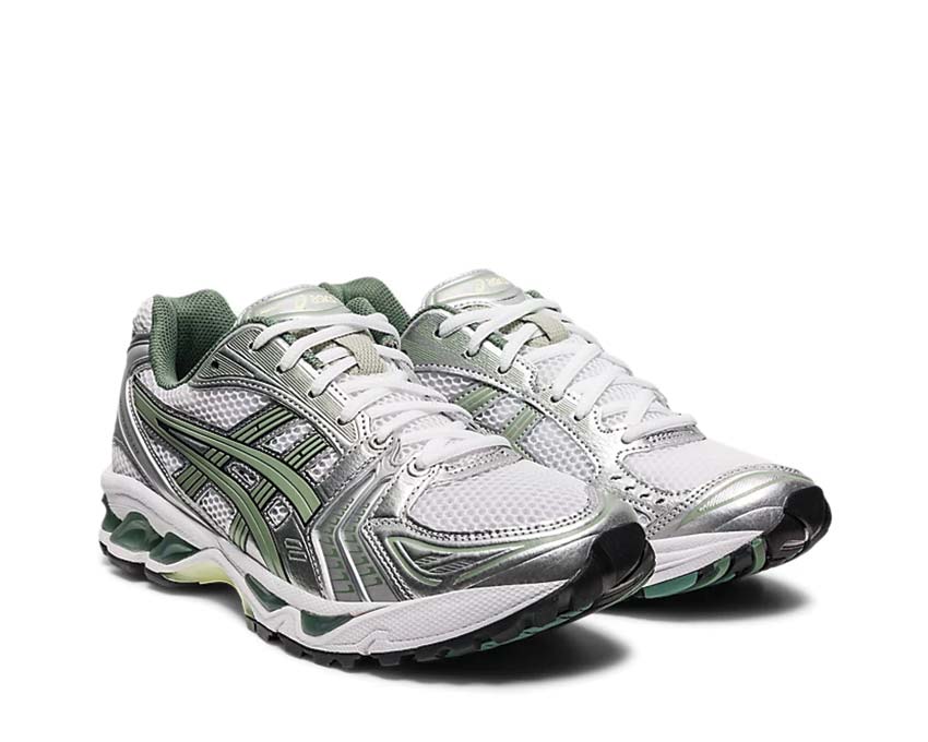 Asics Gel Kayano 14 White/Slate Grey vue latérale — tige mesh respirante