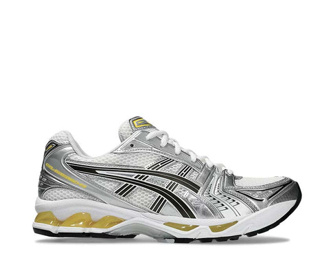 Asics Gel Kayano 14 White/Tai Chi Yellow — running homme amorti Gel avant/arrière