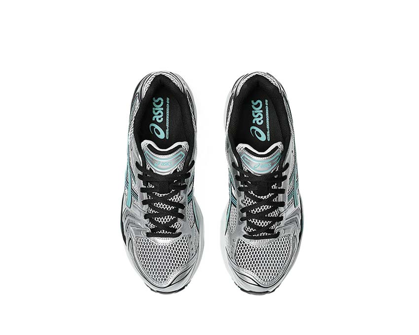 Asics Gel Kayano 14 Waterfall White/Waterfall vista trasera — amortiguación Gel talón